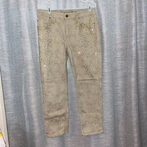 Chico's Bedazzled Capri Jeans Size 1 Skimmer - Cream Color